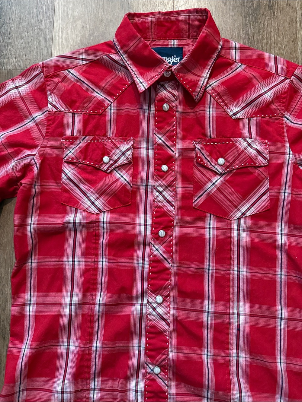 Wrangler Pearl Snap Button Down Shirt Size Large